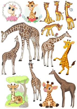 Collection of Realistic and Cartoon Giraffe Vector Illustrations Free Vector