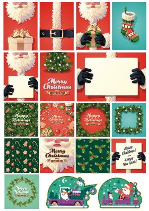 Christmas and Holiday Festive Elements Vector Collection Free Vector
