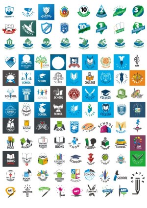 School, College, Security, Insurance, Warranty, Book, and Creative Art Vector Icon Set Free Vector