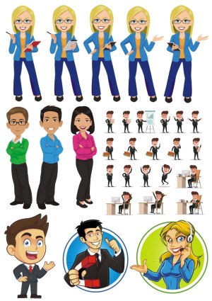 Business People and Office Scenes Vector Set Free Vector