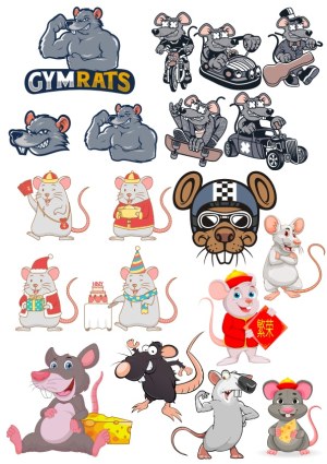 Cartoon Rat Characters Collection with Various Themes and Activities Free Vector