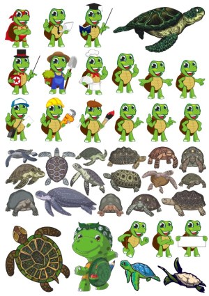 Collection of Turtle and Tortoise Vector Illustrations and Cartoon Characters Free Vector