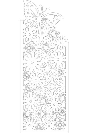 Floral and Butterfly Outline Cutout Design Free Vector
