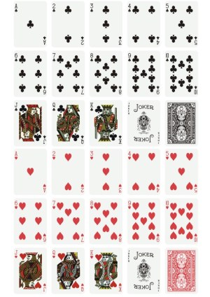 Complete Set of Playing Cards in Clubs and Hearts Suits Free Vector