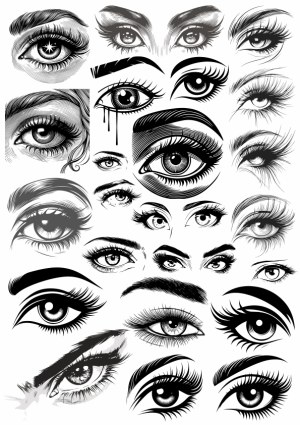 Collection of Hand-Drawn Artistic Eye Illustrations Free Vector