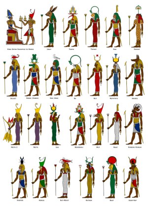 Ancient Egyptian Gods and Goddesses Vector Set with Names Free Vector