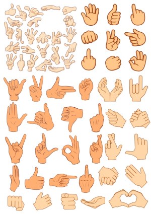 Set of Various Hand Gesture Vector Icons Free Vector