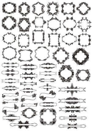 Set of Ornate Vintage Decorative Frames and Banners Free Vector