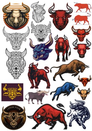 Bull and Buffalo Vector Illustrations and Logos Free Vector
