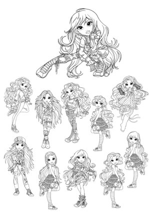 Set of Fashion-Style Line Art Girls Vector Illustrations Free Vector