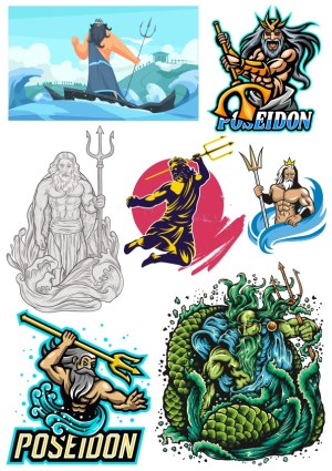 Poseidon God of the Sea Vector Collection Free Vector