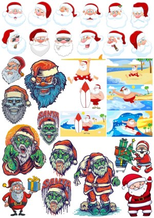 Collection of Santa Claus Vector Illustrations in Various Styles and Themes Free Vector