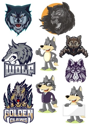Set of Wolf-Themed Cartoon and Fierce Mascot Vectors Free Vector