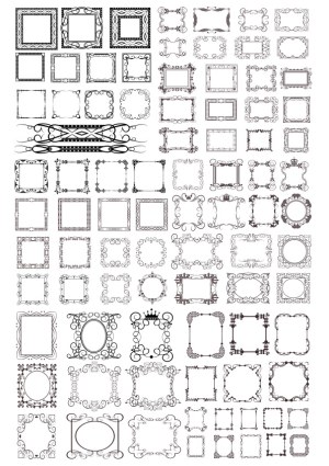 Collection of Ornate Black and White Decorative Vector Frames Free Vector