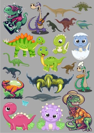 Colorful Cartoon Dinosaur Collection with Various Styles and Characters Free Vector
