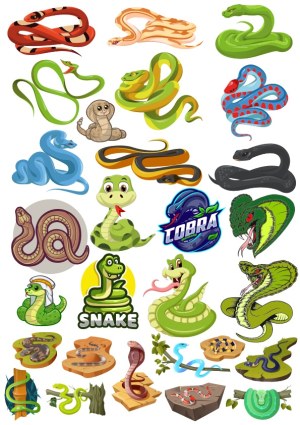 Collection of Colorful and Stylized Snake Vector Illustrations Free Vector