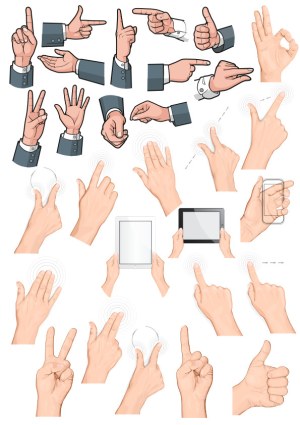 Hand Gesture and Touchscreen Interaction Vector Set Free Vector