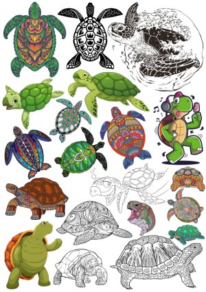 Collection of Turtle and Tortoise Illustrations and Cartoons Free Vector