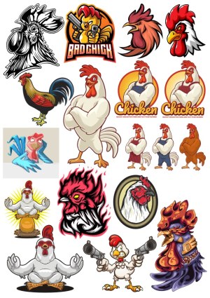 Variety of Chicken and Rooster Vector Mascots and Illustrations Free Vector