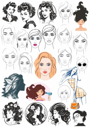 Diverse Female Portraits and Hairstyles Vector Collection Free Vector
