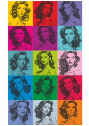 Pop Art Style Female Portraits in Multi-Color Grid Free Vector