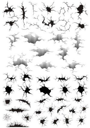 Set of Cracked and Broken Surface Vector Designs Free Vector