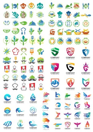 Collection of Cooking, Chef, Food, and Modern Business Logo Vector Icons Free Vector