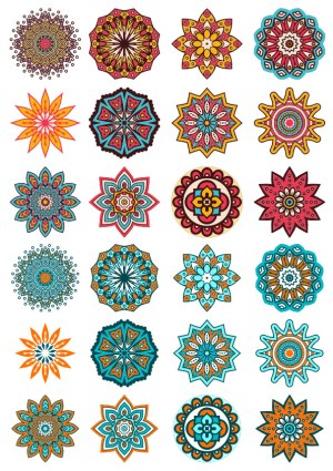 Colorful Floral and Geometric Mandala Vector Set Free Vector