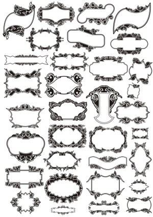 Black and White Ornate Decorative Frames and Borders Free Vector