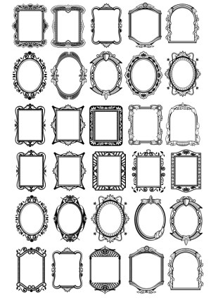 Set of 30 Vintage Ornate Decorative Vector Frames Free Vector