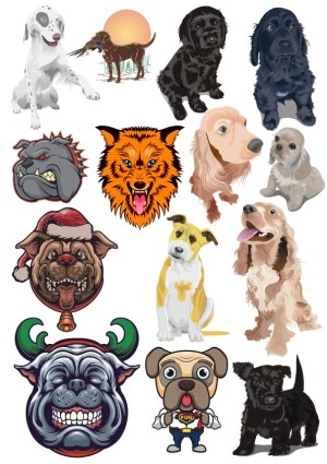 Variety of Dog Vector Illustrations and Cartoon Mascots Free Vector