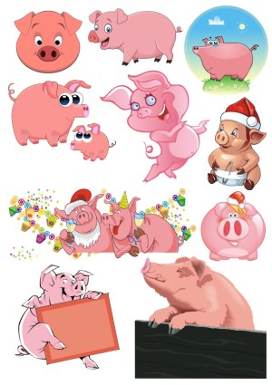 Cute Cartoon Pig Characters Collection Free Vector