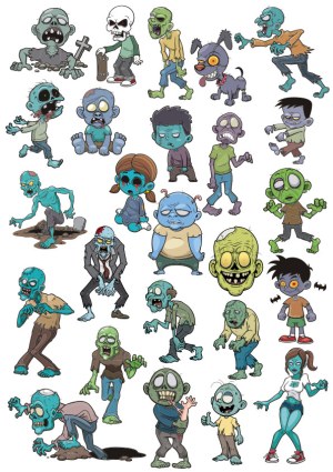 Cartoon Zombie Characters Collection Free Vector