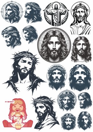 Collection of Jesus Christ Vector Illustrations and Icons Free Vector