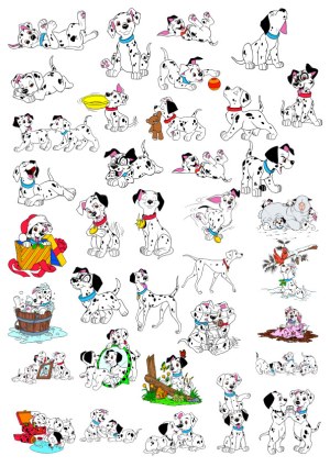 Cute Dalmatian Puppies in Various Playful and Seasonal Poses Free Vector