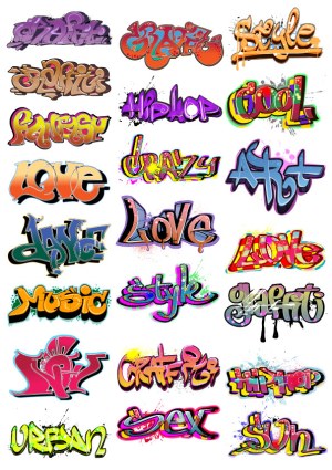 Colorful Urban Graffiti Typography Set Free Vector