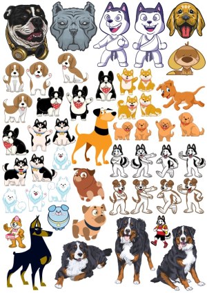 Various Dog Breed Cartoon and Vector Illustrations Set Free Vector