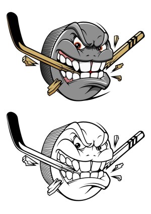Aggressive Hockey Puck Mascot Free Vector