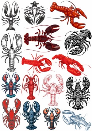 Lobster and Crawfish Vector Collection with Various Artistic Styles Free Vector