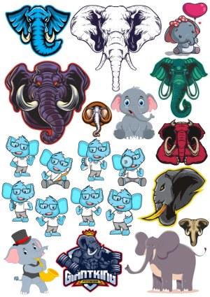 Elephant-Themed Cartoon and Mascot Vector Collection Free Vector
