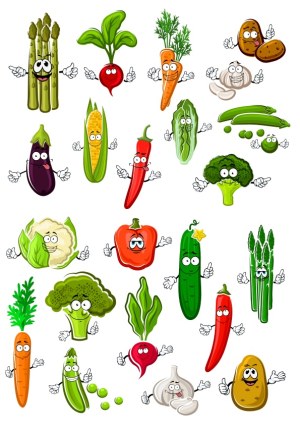 Cartoon Vegetable Characters Collection Free Vector