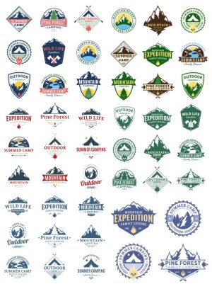Collection of Outdoor Adventure and Camping Logos Free Vector