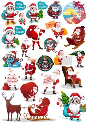 Collection of Santa Claus Christmas Vector Illustrations Free Vector