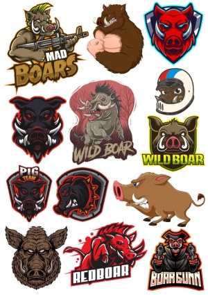 Collection of Wild Boar and Mad Boar Mascot Vector Logos Free Vector