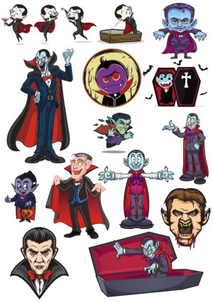 Cartoon Vampire Characters and Halloween Dracula Vectors Free Vector