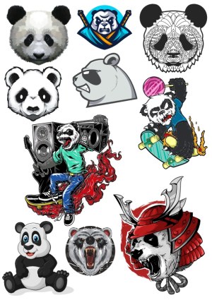Collection of Creative Panda and Bear Vector Illustrations Free Vector