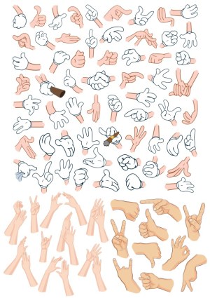 Collection of Cartoon and Realistic Hand Gestures Vector Set Free Vector