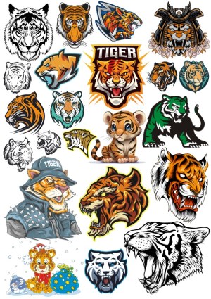 Tiger Illustrations and Mascot Designs Collection Free Vector