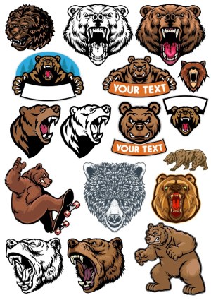 Collection of Bear Illustrations and Mascot Designs Free Vector