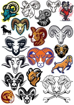 Ram Head and Mountain Goat Vector Collection Free Vector